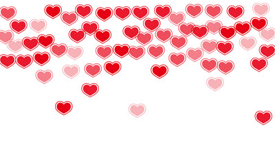 Cute scattered hearts falling valentine background. Romantic holiday party 