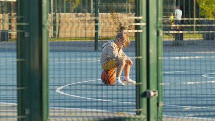 Little son on the court