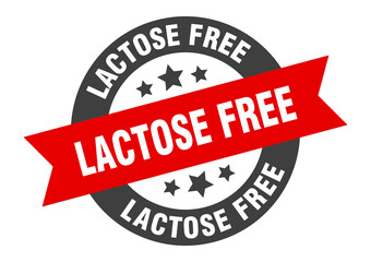 lactose free sign. round ribbon sticker. isolated tag