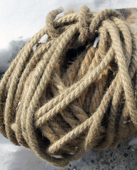 Coils of nautical rope skewer for background and texture
