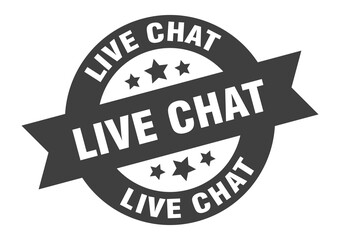 live chat sign. round ribbon sticker. isolated tag