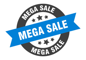mega sale sign. round ribbon sticker. isolated tag