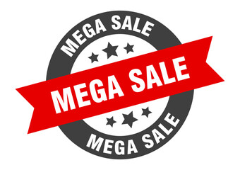 mega sale sign. round ribbon sticker. isolated tag