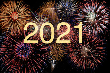 firework on sky with year date 2021