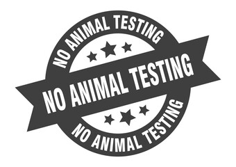 no animal testing sign. round ribbon sticker. isolated tag