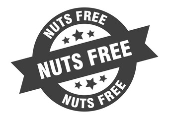 nuts free sign. round ribbon sticker. isolated tag