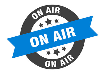 on air sign. round ribbon sticker. isolated tag