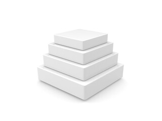 3D Pyramid of boxes on white background