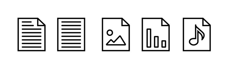 Fototapeta premium Set of documents folded written paper icons in line style vector illustration