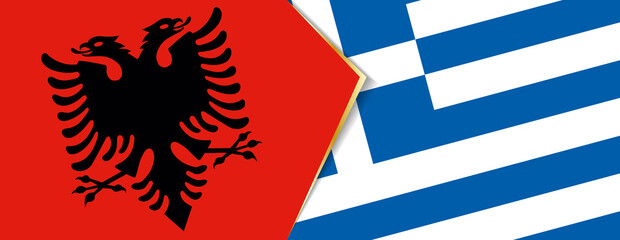 Albania and Greece flags, two vector flags.