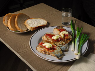 Fried fish pieces on a plate.