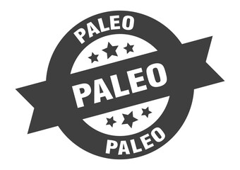 paleo sign. round ribbon sticker. isolated tag