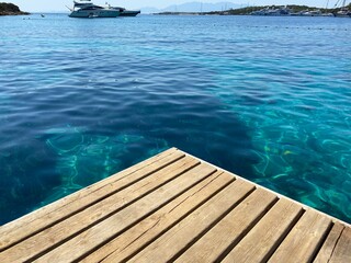 close up wooden floor on the sea