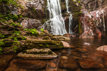 River stream flows across canyon