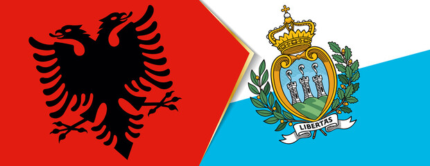 Albania and San Marino flags, two vector flags.