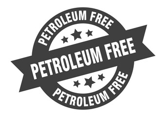 petroleum free sign. round ribbon sticker. isolated tag