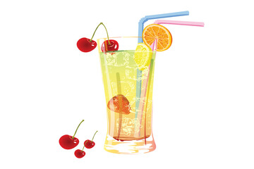 cocktail with cherry and lime