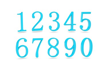 3D numbers 1234567890 on white background