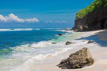 Tropical beach in Bali. Paradise beach and ocean, no people