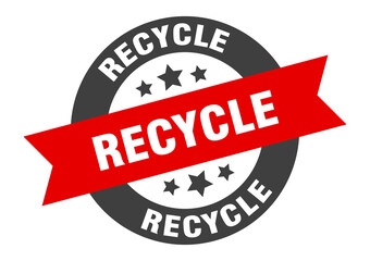 Fototapeta premium recycle sign. round ribbon sticker. isolated tag