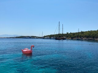 front view swimming float in the sea