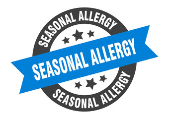 seasonal allergy sign. round ribbon sticker. isolated tag