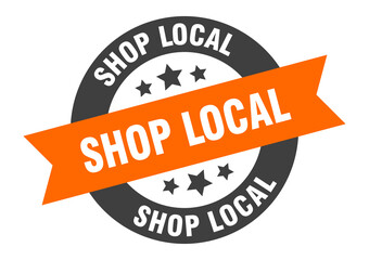 Obraz premium shop local sign. round ribbon sticker. isolated tag