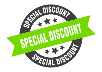 special discount sign. round ribbon sticker. isolated tag