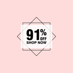 91 discount, Sales Vector badges for Labels, , Stickers, Banners, Tags, Web Stickers, New offer. Discount origami sign banner