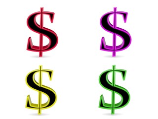 3d dollar symbol on white background
