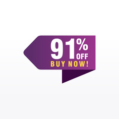 91 discount, Sales Vector badges for Labels, , Stickers, Banners, Tags, Web Stickers, New offer. Discount origami sign banner