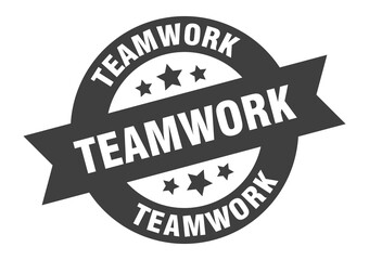 teamwork sign. round ribbon sticker. isolated tag