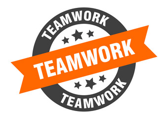 Fototapeta premium teamwork sign. round ribbon sticker. isolated tag