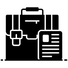 
Portfolio with paper showcasing documents bag icon
