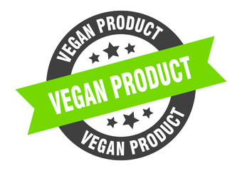 vegan product sign. round ribbon sticker. isolated tag