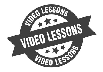 video lessons sign. round ribbon sticker. isolated tag