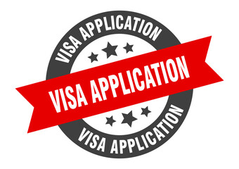 visa application sign. round ribbon sticker. isolated tag