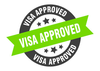 visa approved sign. round ribbon sticker. isolated tag