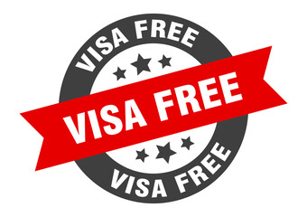 visa free sign. round ribbon sticker. isolated tag