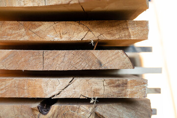 Stack of cut wooden boards