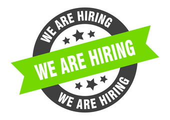 Obraz premium we are hiring sign. round ribbon sticker. isolated tag
