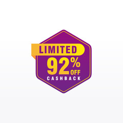 92 discount, Sales Vector badges for Labels, , Stickers, Banners, Tags, Web Stickers, New offer. Discount origami sign banner