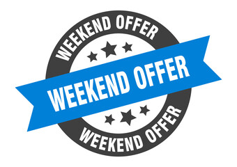 weekend offer sign. round ribbon sticker. isolated tag