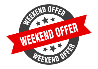 weekend offer sign. round ribbon sticker. isolated tag