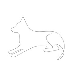 Dog one line drawing on white background, vector illustration