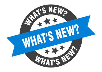 Obraz premium what's new? sign. round ribbon sticker. isolated tag