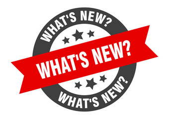 what's new? sign. round ribbon sticker. isolated tag