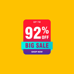 92 discount, Sales Vector badges for Labels, , Stickers, Banners, Tags, Web Stickers, New offer. Discount origami sign banner
