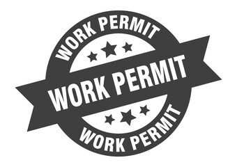 work permit sign. round ribbon sticker. isolated tag