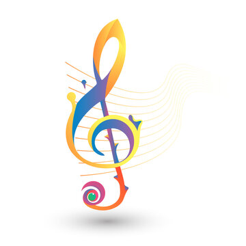 treble clef and notes music full of color